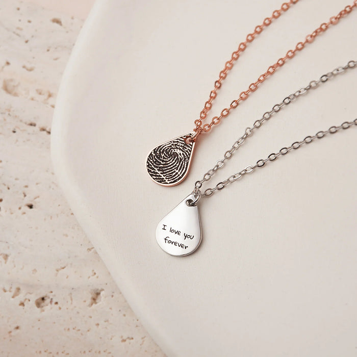 Teardrop Fingerprint Memorial Necklace-Jewelry-Anavia-Afterlife Essentials