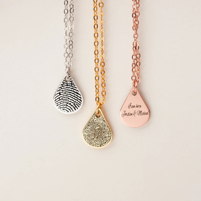 Teardrop Fingerprint Memorial Necklace-Jewelry-Anavia-Afterlife Essentials