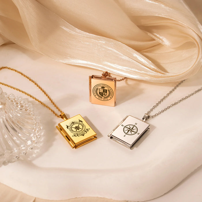 Square Logo Emblem Photo Locket Necklace-Jewelry-Anavia-Afterlife Essentials