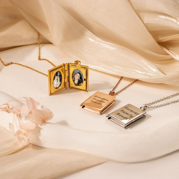 Square Photo Locket Necklace-Jewelry-Anavia-Afterlife Essentials