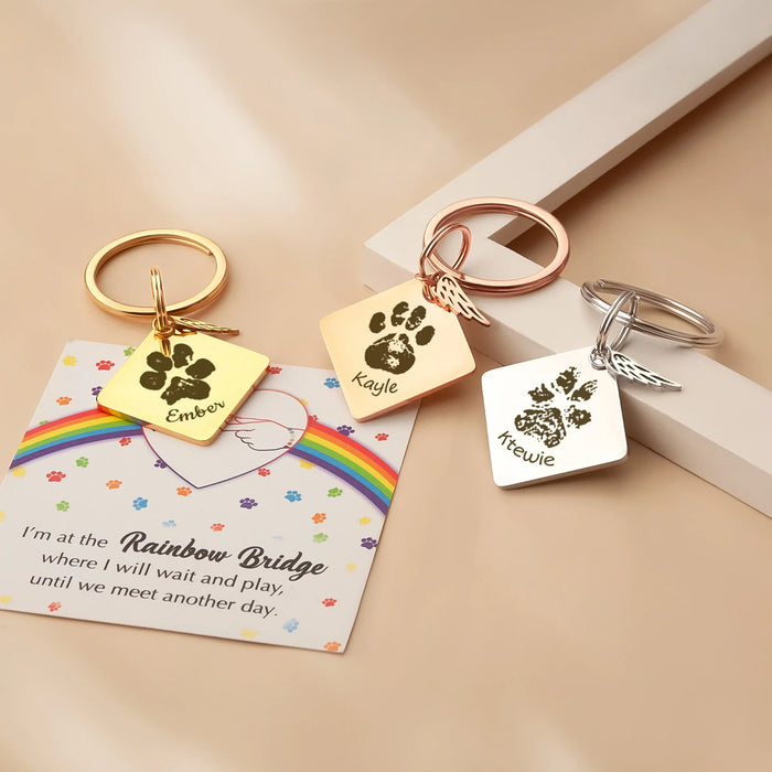 Paw Print Diamond Pet Memorial Key Chain-Jewelry-Anavia-Afterlife Essentials