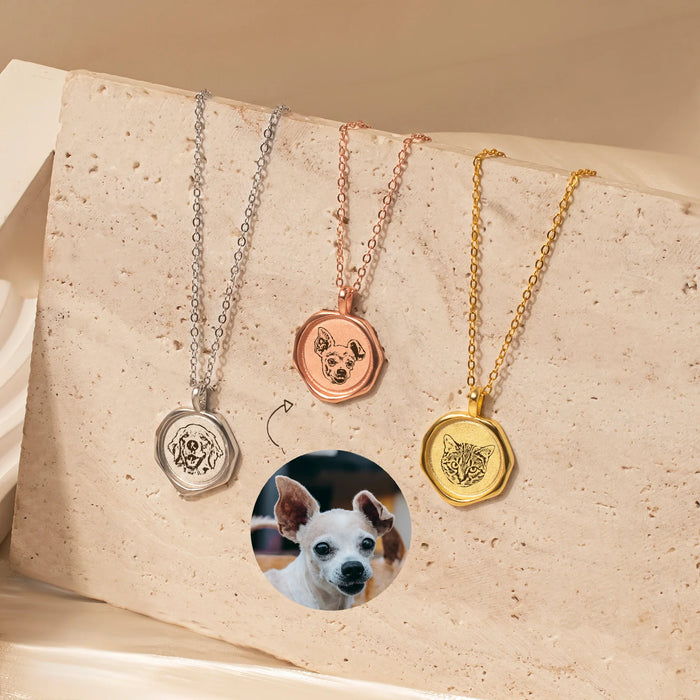 Pet Portrait Stamped Necklace-Jewelry-Anavia-Afterlife Essentials