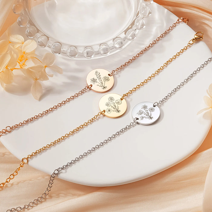 Birth Flower Bouquet Charm Bracelet