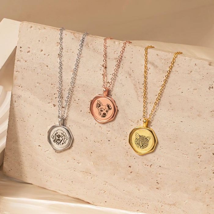 Pet Portrait Stamped Necklace-Jewelry-Anavia-Afterlife Essentials