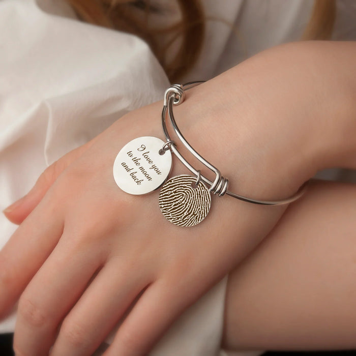 Fingerprint Adjustable Charm Memorial Bracelet-Jewelry-Anavia-Afterlife Essentials