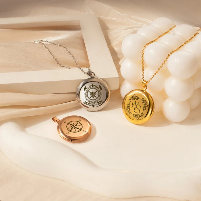 Round Logo Photo Locket Necklace-Jewelry-Anavia-Afterlife Essentials