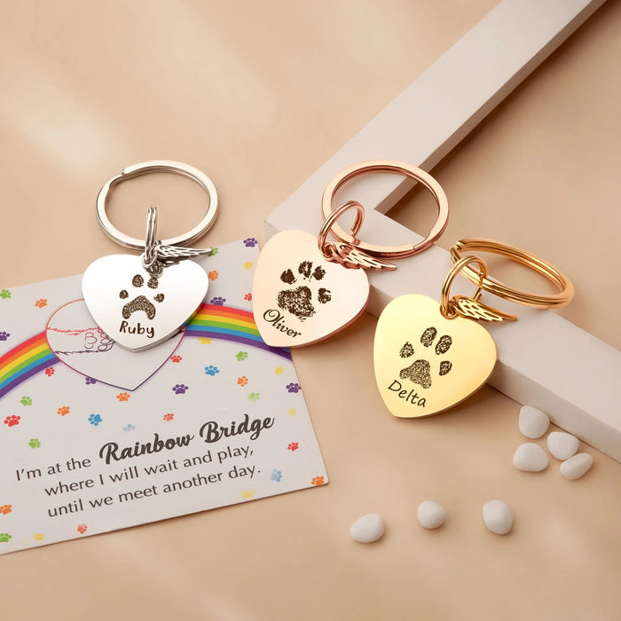 Paw Print Heart Pet Memorial Key Chain-Jewelry-Anavia-Afterlife Essentials