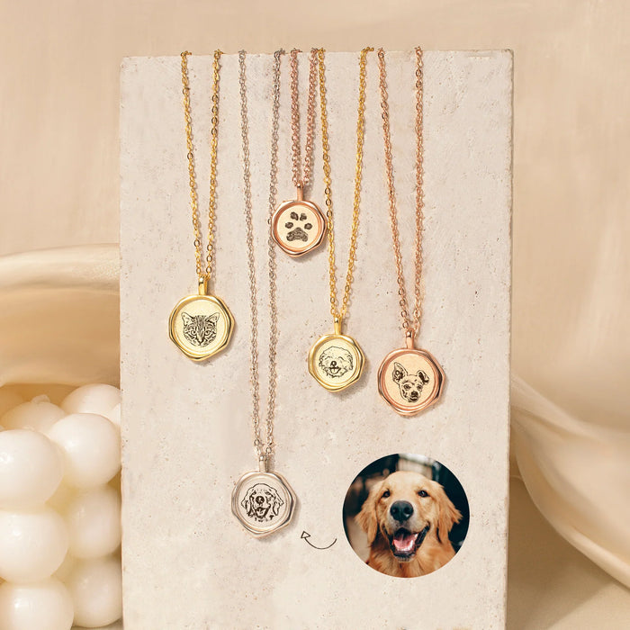Pet Portrait Stamped Necklace-Jewelry-Anavia-Afterlife Essentials