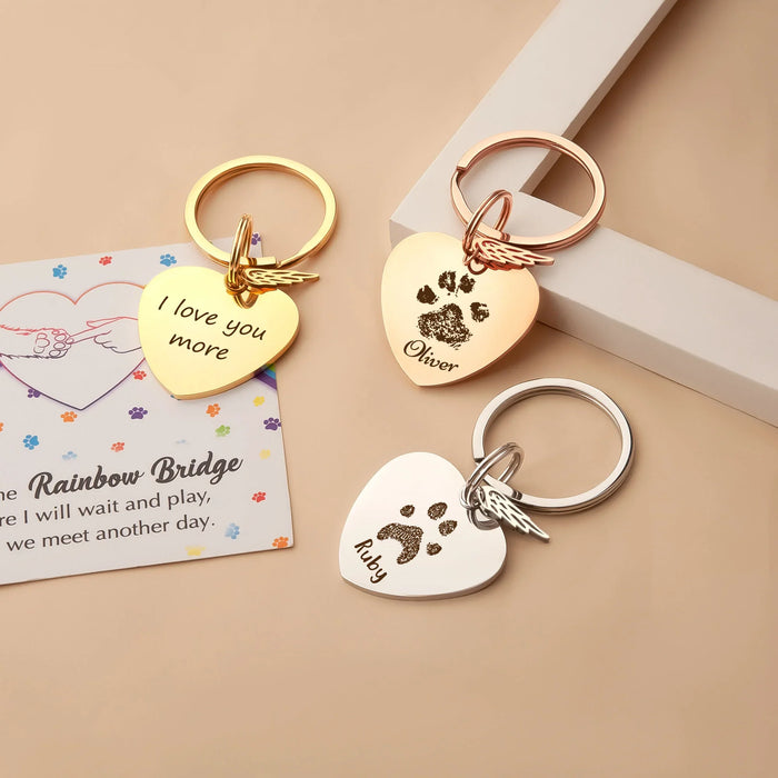 Paw Print Heart Pet Memorial Key Chain-Jewelry-Anavia-Afterlife Essentials