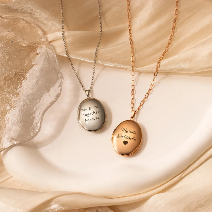 Oval Photo Locket Necklace-Jewelry-Anavia-Afterlife Essentials