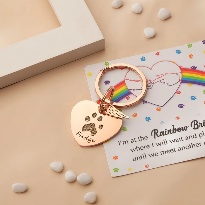 Paw Print Heart Pet Memorial Key Chain-Jewelry-Anavia-Afterlife Essentials