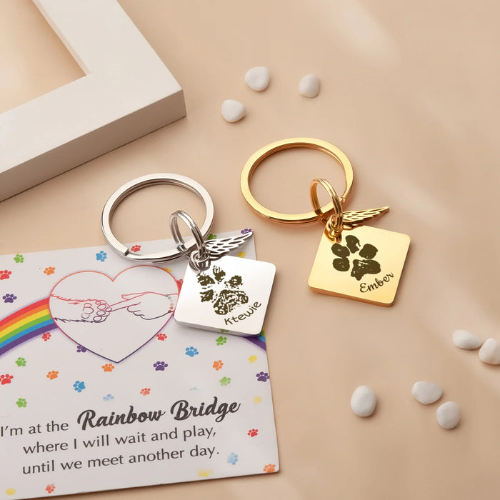Paw Print Diamond Pet Memorial Key Chain-Jewelry-Anavia-Afterlife Essentials