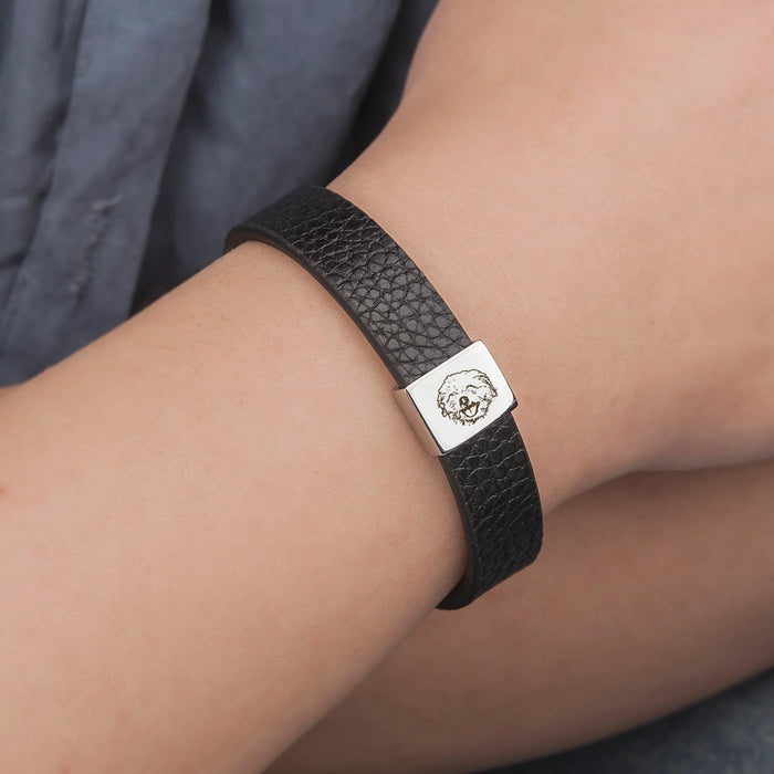 Personalized Pet Portrait Memorial Leather Bracelet-Jewelry-Anavia-Afterlife Essentials