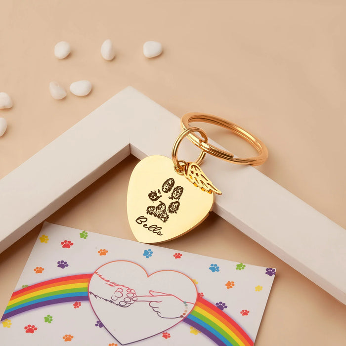 Paw Print Heart Pet Memorial Key Chain-Jewelry-Anavia-Afterlife Essentials