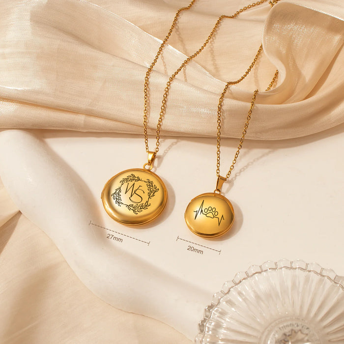 Round Logo Photo Locket Necklace-Jewelry-Anavia-Afterlife Essentials