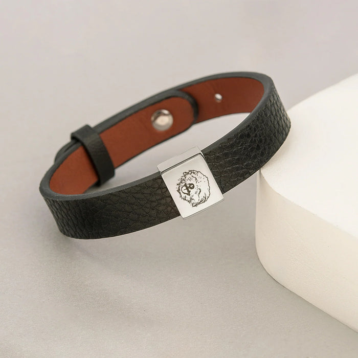 Personalized Pet Portrait Memorial Leather Bracelet-Jewelry-Anavia-Afterlife Essentials