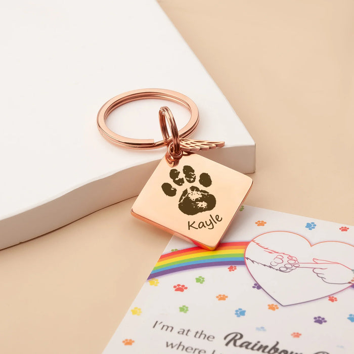 Paw Print Diamond Pet Memorial Key Chain-Jewelry-Anavia-Afterlife Essentials