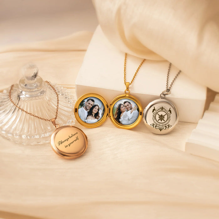 Round Logo Photo Locket Necklace-Jewelry-Anavia-Afterlife Essentials