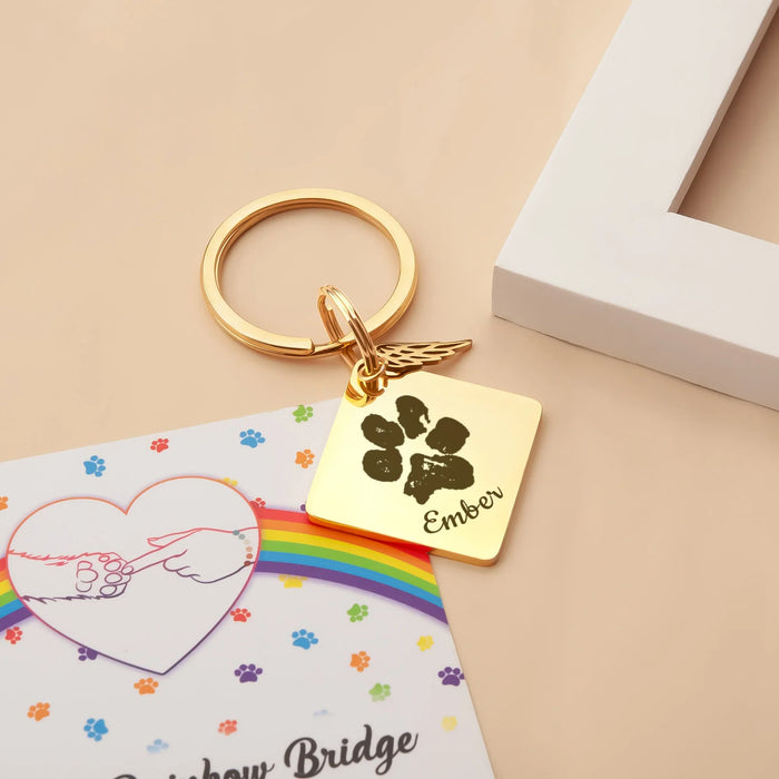 Paw Print Diamond Pet Memorial Key Chain-Jewelry-Anavia-Afterlife Essentials