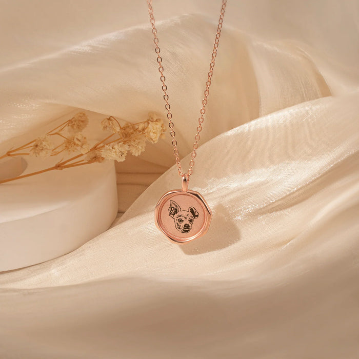 Pet Portrait Stamped Necklace-Jewelry-Anavia-Afterlife Essentials
