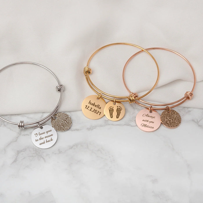 Fingerprint Adjustable Charm Memorial Bracelet-Jewelry-Anavia-Afterlife Essentials