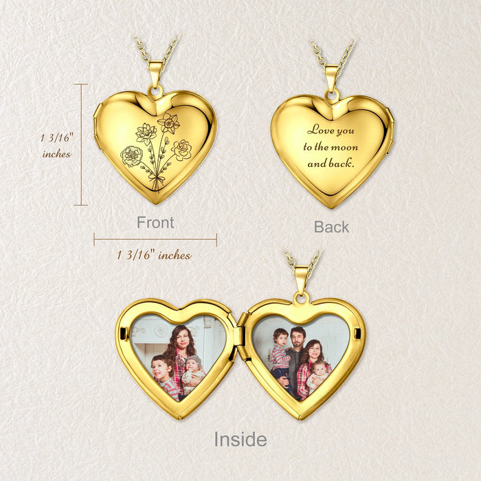 Heart Build Your Own Bouquet Photo Locket Necklace-Jewelry-Anavia-Afterlife Essentials