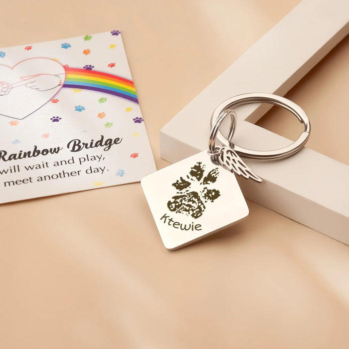 Paw Print Diamond Pet Memorial Key Chain-Jewelry-Anavia-Afterlife Essentials