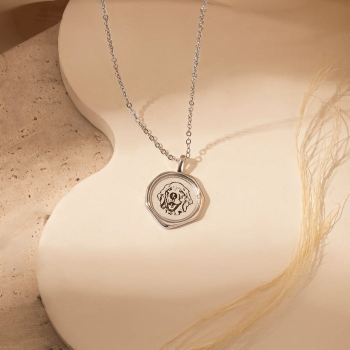 Pet Portrait Stamped Necklace-Jewelry-Anavia-Afterlife Essentials