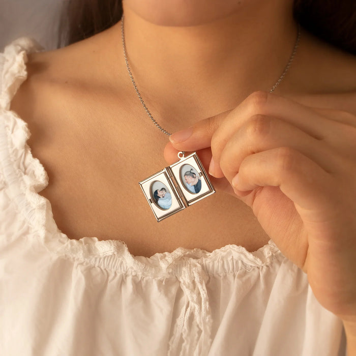 Square Photo Locket Necklace-Jewelry-Anavia-Afterlife Essentials