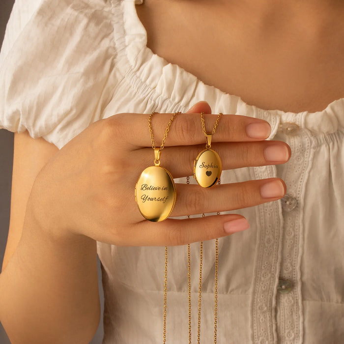 Oval Photo Locket Necklace-Jewelry-Anavia-Afterlife Essentials