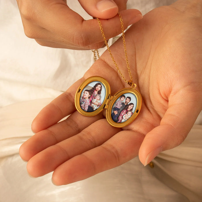 Oval Build Your Own Bouquet Photo Locket Necklace-Jewelry-Anavia-Afterlife Essentials