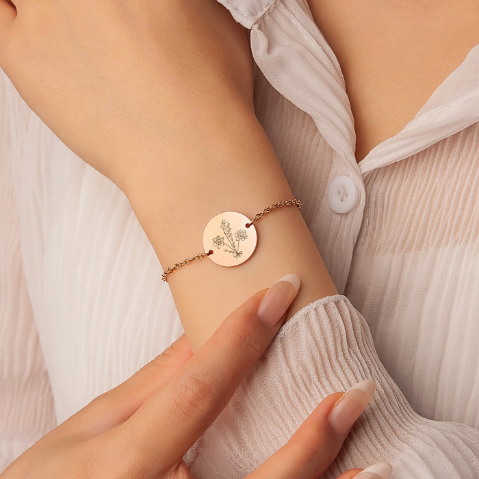 Birth Flower Bouquet Charm Bracelet