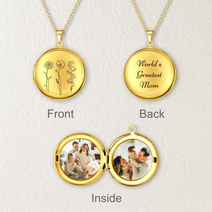 Round Flower Garden Bouquet Photo Locket Necklace-Jewelry-Anavia-Afterlife Essentials