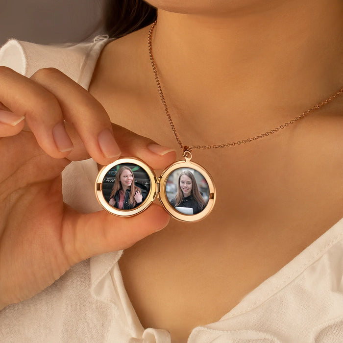 Round Logo Photo Locket Necklace-Jewelry-Anavia-Afterlife Essentials