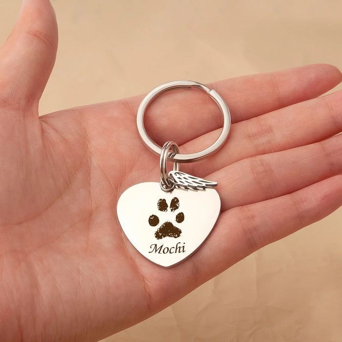 Paw Print Heart Pet Memorial Key Chain-Jewelry-Anavia-Afterlife Essentials
