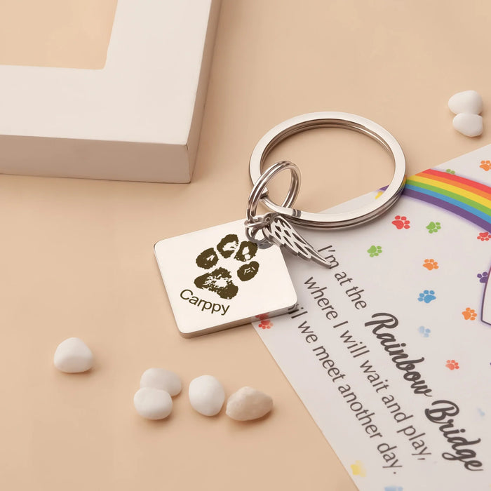 Paw Print Diamond Pet Memorial Key Chain-Jewelry-Anavia-Afterlife Essentials