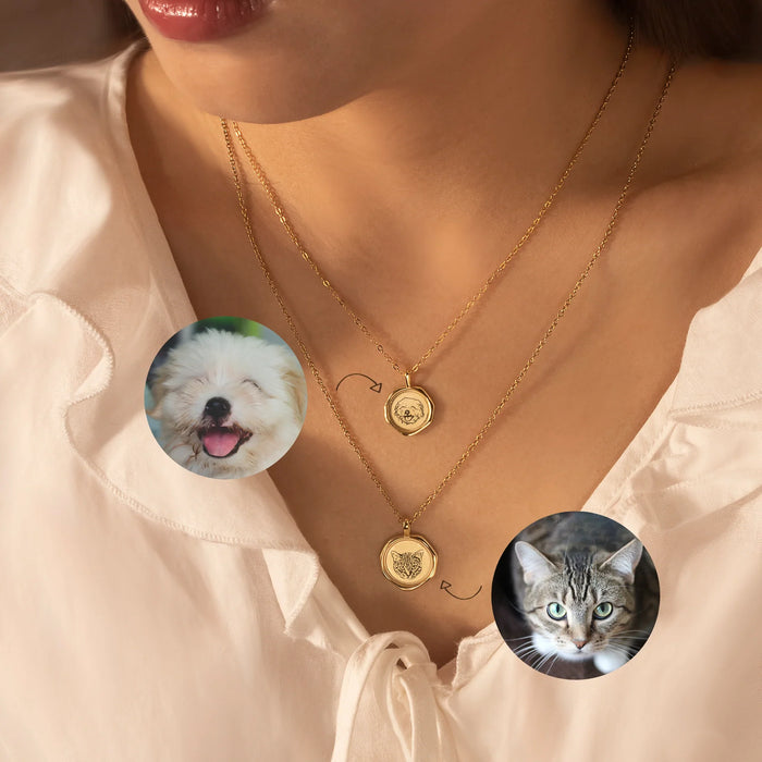 Pet Portrait Stamped Necklace-Jewelry-Anavia-Afterlife Essentials