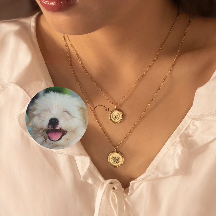 Pet Portrait Stamped Necklace-Jewelry-Anavia-Afterlife Essentials