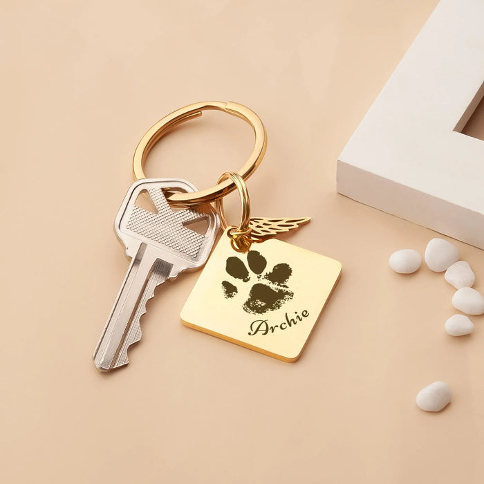 Paw Print Diamond Pet Memorial Key Chain-Jewelry-Anavia-Afterlife Essentials