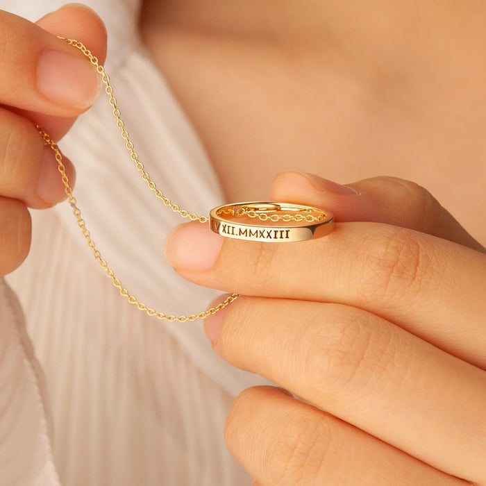 Personalized Flat Laying Ring Necklace-Jewelry-Anavia-Afterlife Essentials