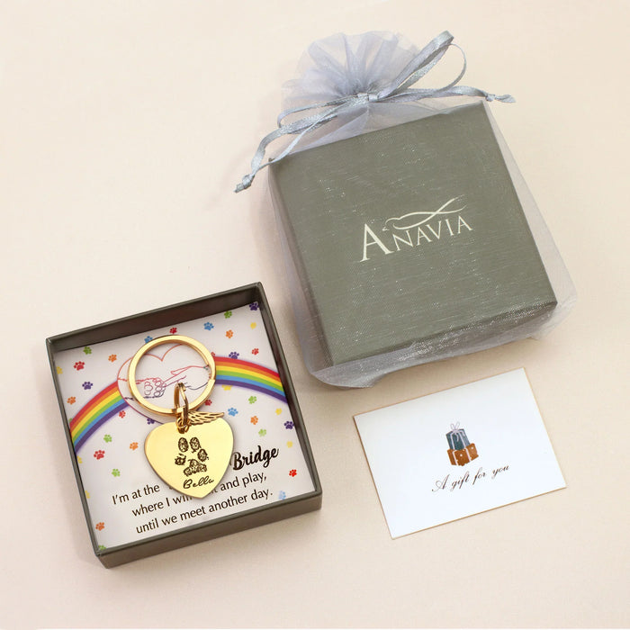 Paw Print Heart Pet Memorial Key Chain-Jewelry-Anavia-Afterlife Essentials