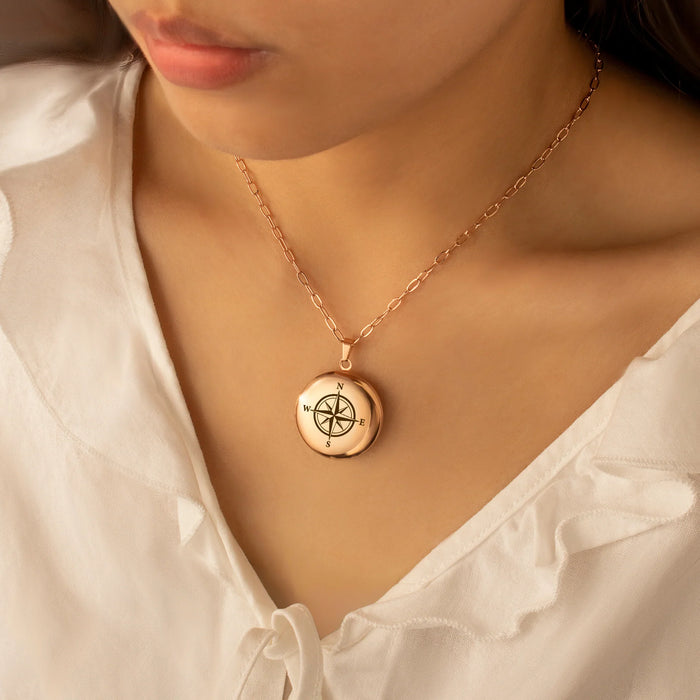 Round Logo Photo Locket Necklace-Jewelry-Anavia-Afterlife Essentials