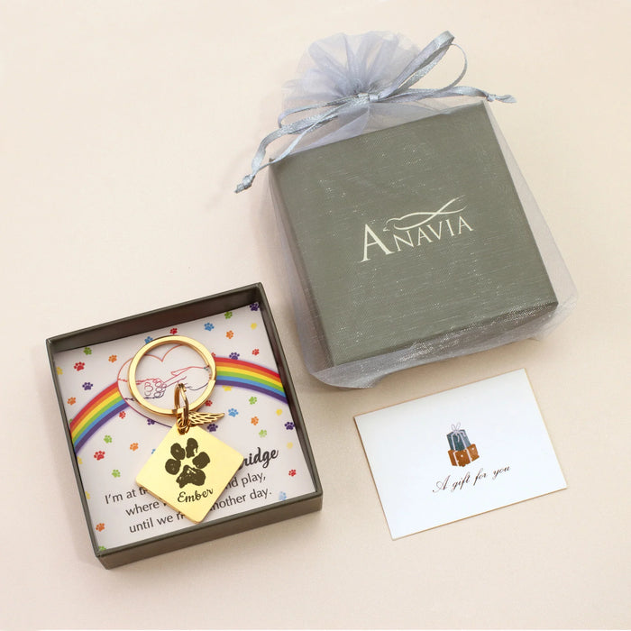 Paw Print Diamond Pet Memorial Key Chain-Jewelry-Anavia-Afterlife Essentials