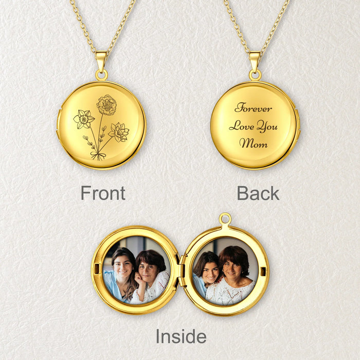 Round Build Your Own Bouquet Photo Locket Necklace-Jewelry-Anavia-Afterlife Essentials