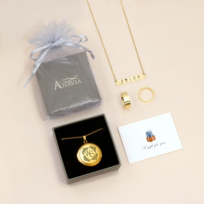 Round Logo Photo Locket Necklace-Jewelry-Anavia-Afterlife Essentials