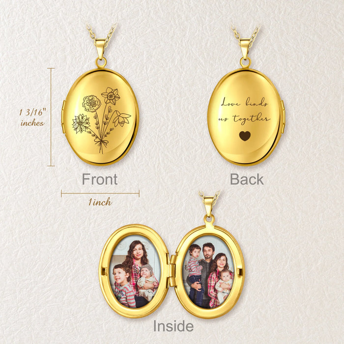 Oval Build Your Own Bouquet Photo Locket Necklace-Jewelry-Anavia-Afterlife Essentials