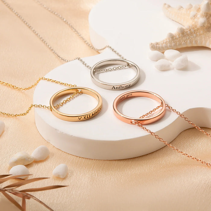 Personalized Flat Laying Ring Necklace-Jewelry-Anavia-Afterlife Essentials