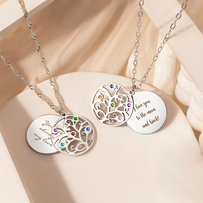 Custom Birthstone Tree of Life Necklace-Jewelry-Anavia-Afterlife Essentials