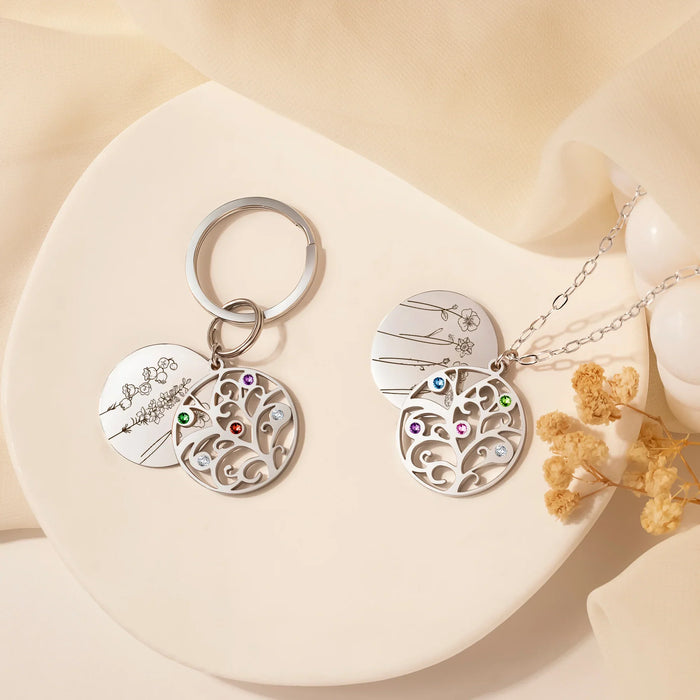 2-4 Flowers Birthstone Tree of Life Necklace-Jewelry-Anavia-Afterlife Essentials
