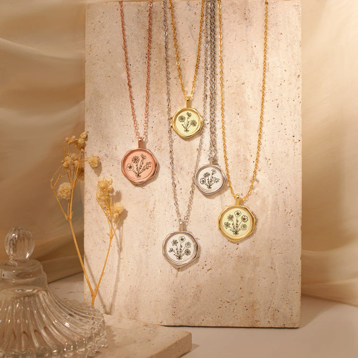 Custom Flower Bouquet Stamped Necklace-Jewelry-Anavia-Afterlife Essentials